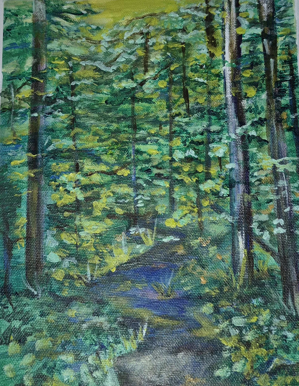 SOLD Day in the Woods. 9x12 Canvas