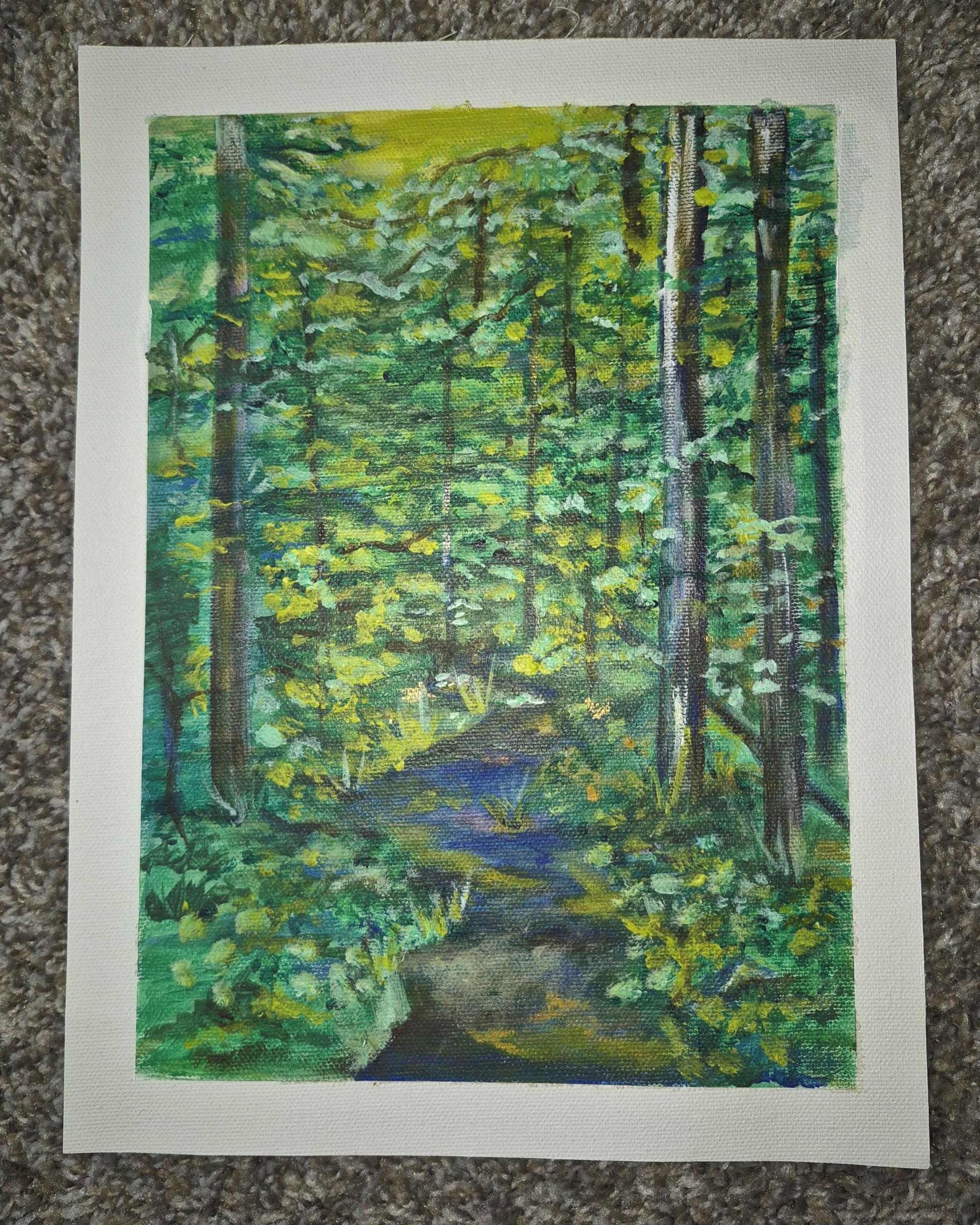 SOLD Day in the Woods. 9x12 Canvas