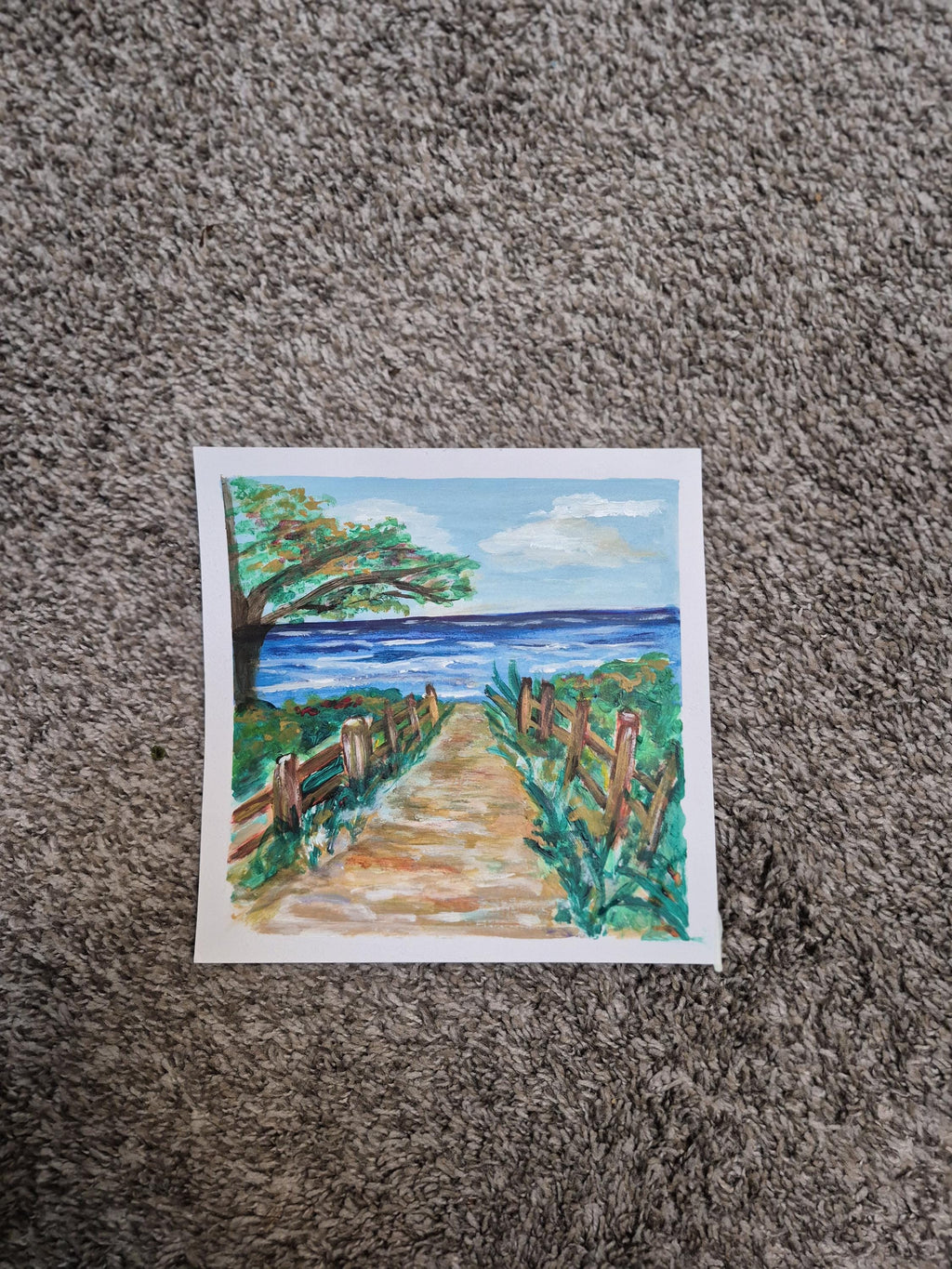 SOLD Ocean Walk 8x8 Acrylic on paper