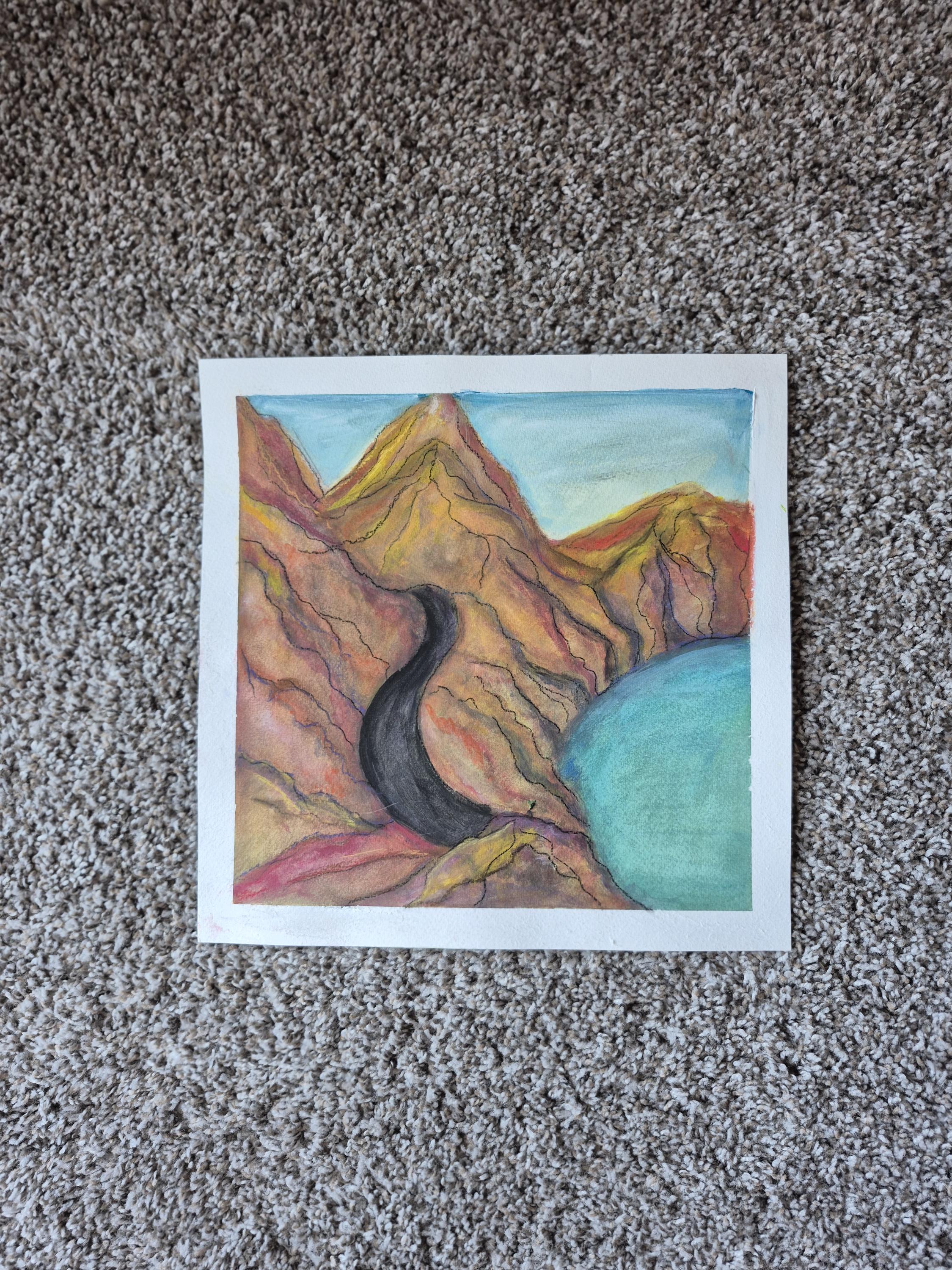 SOLD Framed Coastal View Mixed Media  12x12
