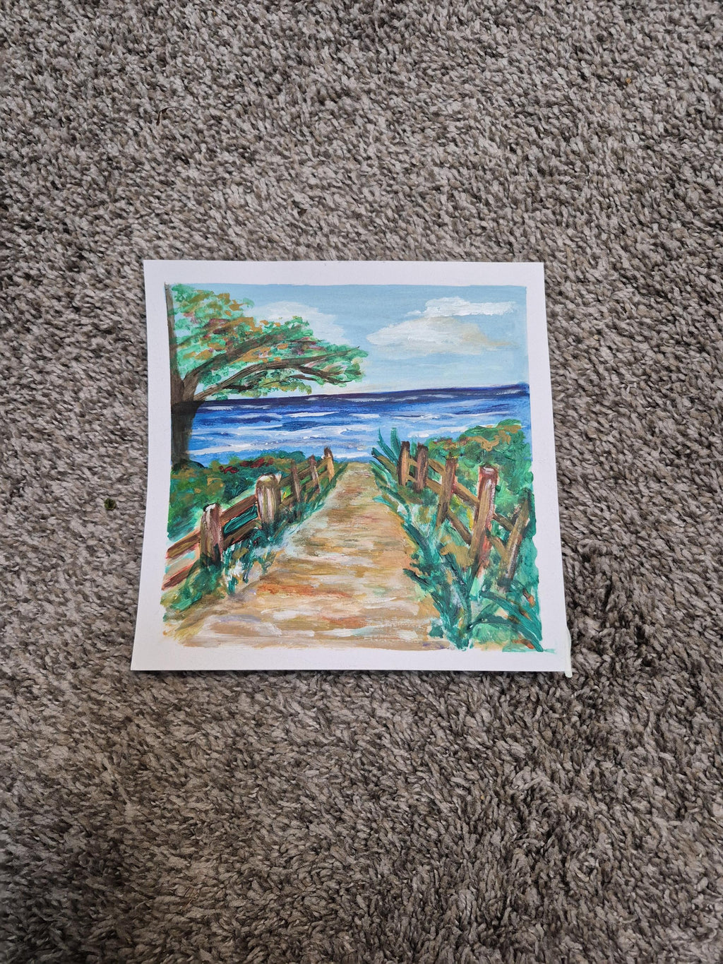 SOLD Ocean Walk 8x8 Acrylic on paper