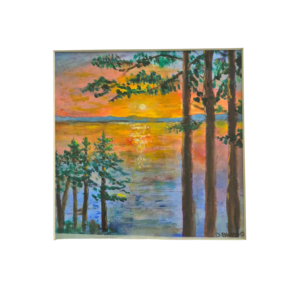 "Sunset at the Lake" 8in x 8in acrylic