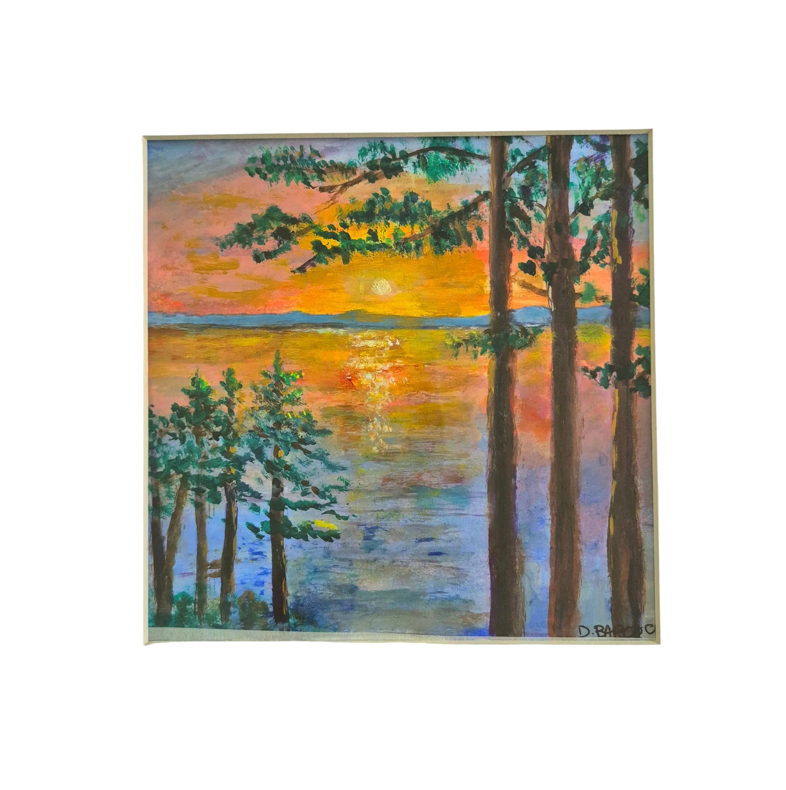 "Sunset at the Lake" 8in x 8in acrylic