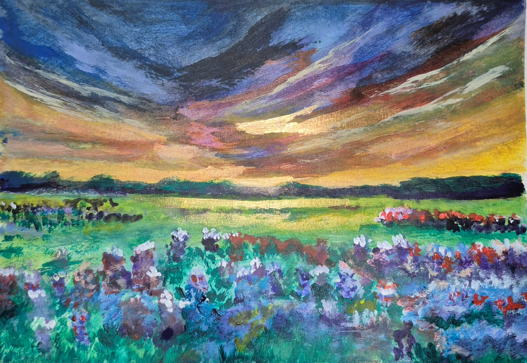Dusk MeadowsDusk Meadows — Original Landscape Painting, Wildflower Meadow at Sunset