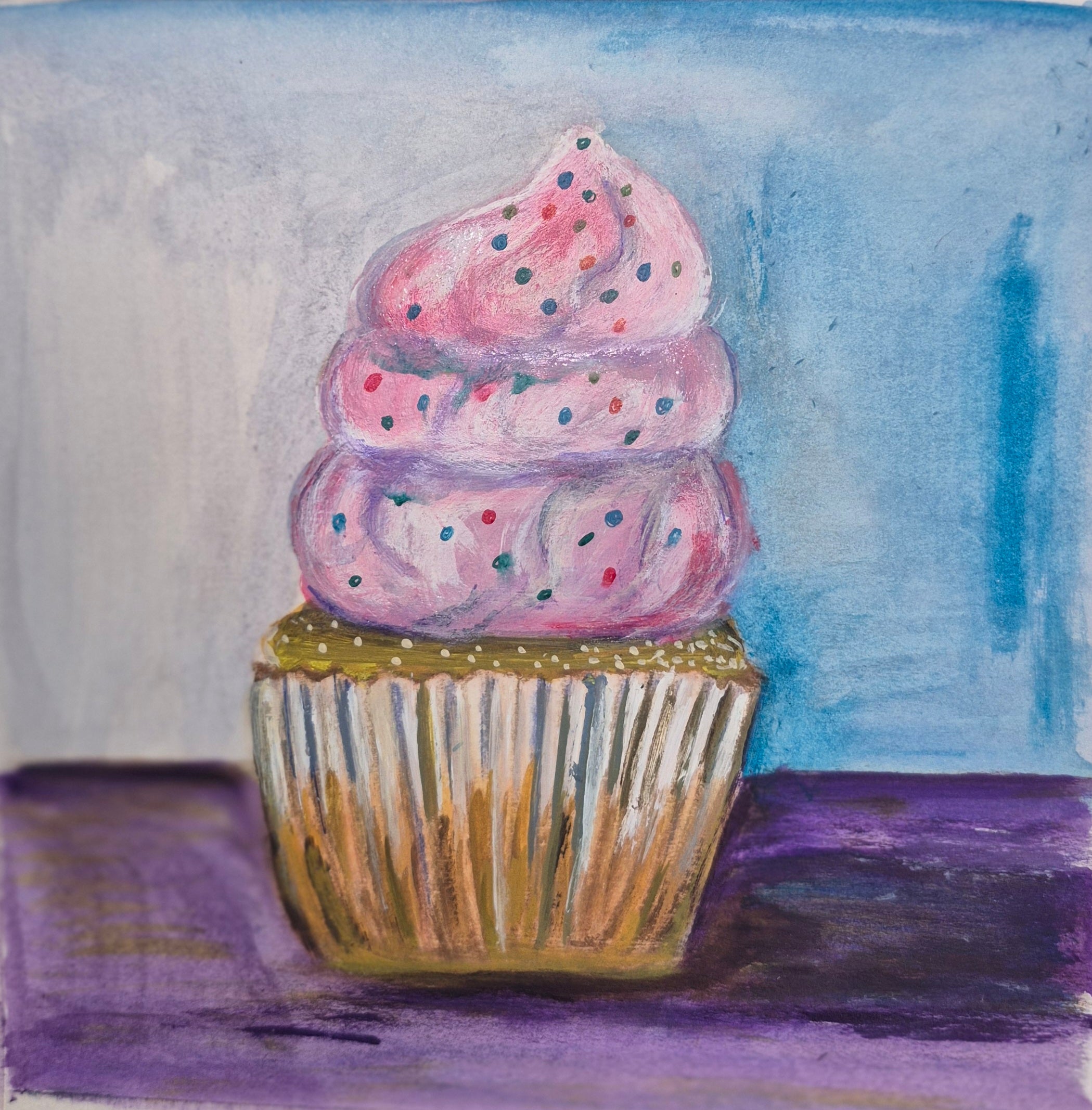 "Treat Yo Self" 8inx8in Framed Acrylic on watercolor paper.